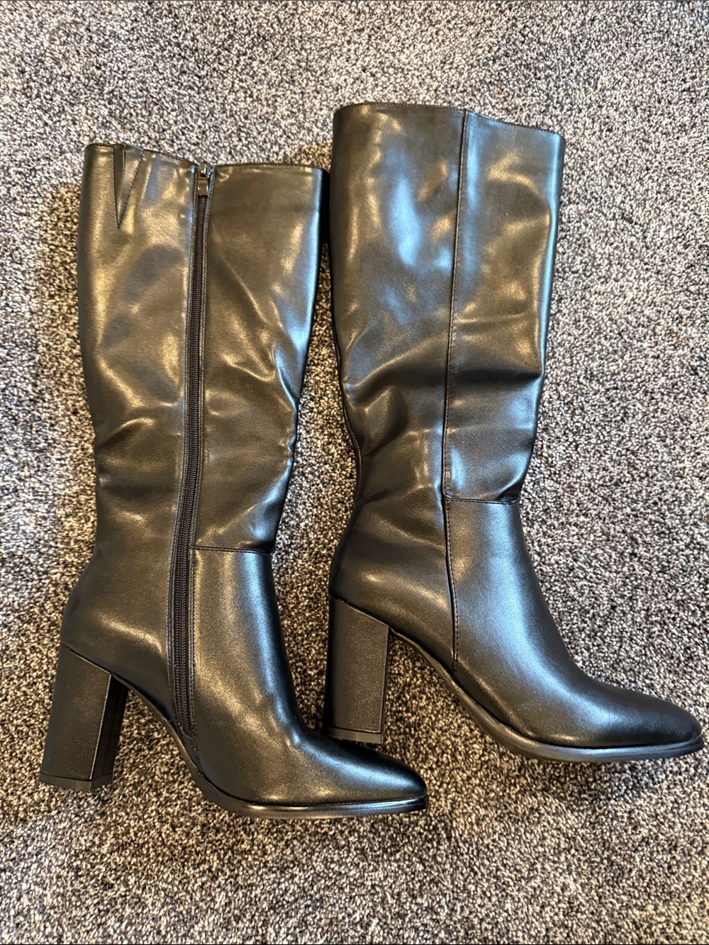 Women's Black Mid-Calf Block Heel Boots